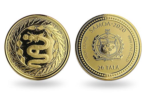 геральдический зверь рода Висконти на золотых монетах Самоа