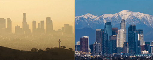 фото Лос-Анджелеса до и после объявления о самоизоляции