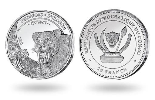 образ Смилодона изображен на серебряных монетах Конго