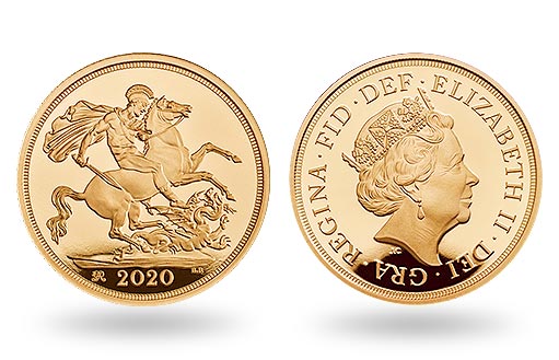 золотые монеты Соверен пруф выпуска 2020 года