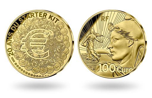 золотые монеты посвящены годовщине выпуска первой европейской валюты