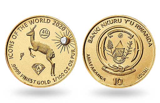 Спрингбок украсил коллекционную золотую монету из серии «ICONS OF THE WORLD»