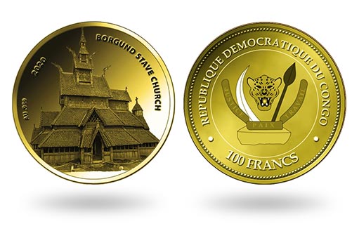 для Конго изготовлены золотые памятные монеты Ставкирка в Боргунне