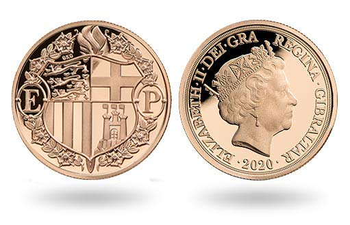 золотая монета Гибралтара с гербом Его Королевского Высочества Филиппа