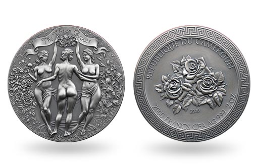 три грации на серебряных монетах Камеруна