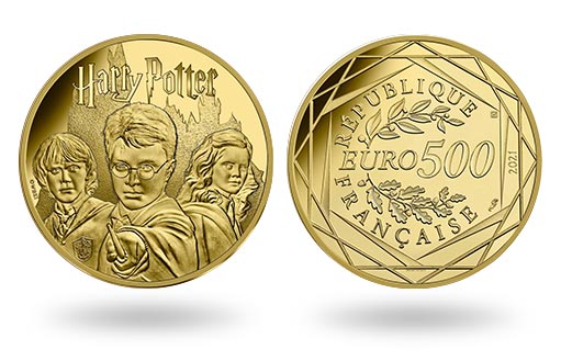  золотая монета Франции с тремя волшебниками