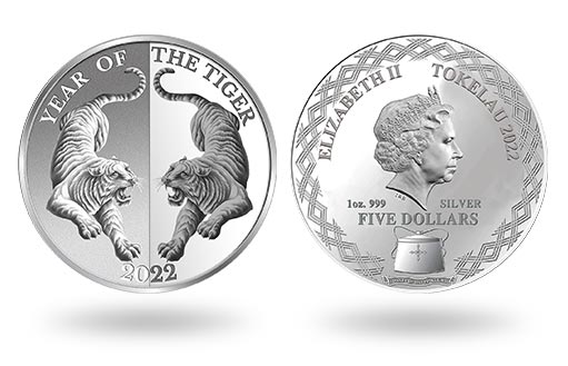 в Токелау выпустили серебряные монеты в честь года Тигра