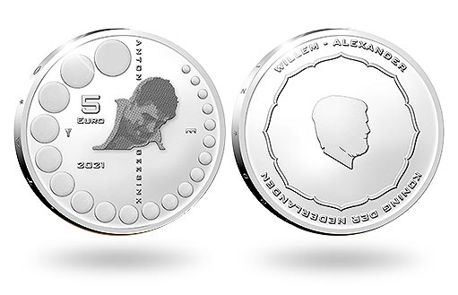 чемпион Гесинк изображен на нидерландской серебряной монете