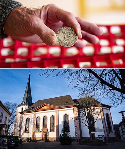 старинные драгоценные монеты найдены в церкви