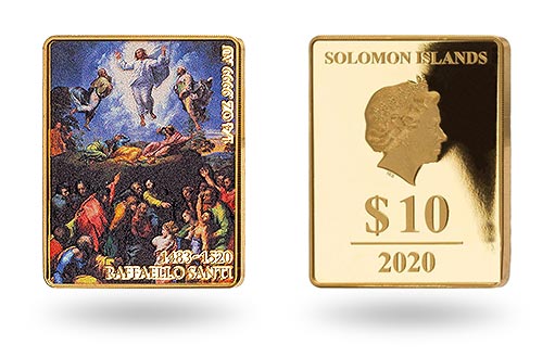 шедевр Санти на золотых монетах Соломоновых островов