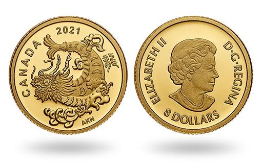 канадские золотые монеты с драконом