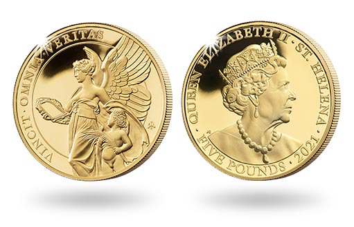 Золотые монеты от имени острова Святой Елены стали продолжением серии о добродетелях английской королевы