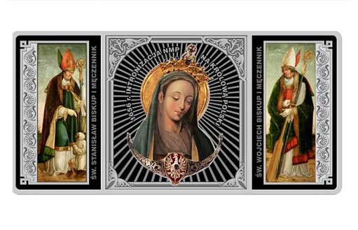 Коллекционная монета-триптих с образами святых