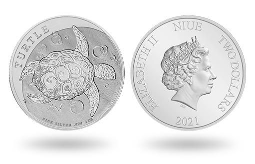 серебряную монету Ниуэ посвятили черепахе