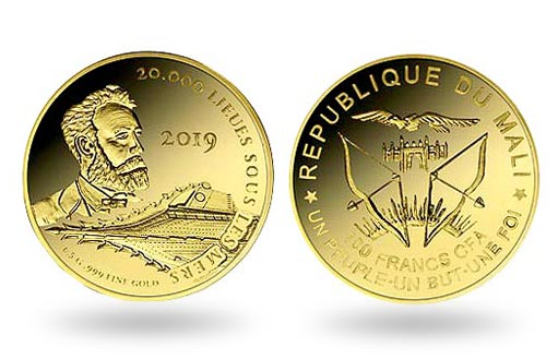Золотые монеты, посвященные роману Жюля Верна «Двадцать тысяч лье под водой»