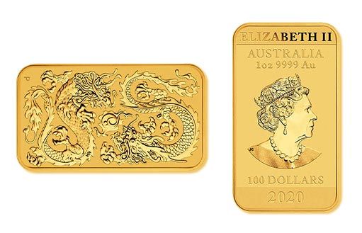 золотые монеты Австралии с изображением китайских драконов