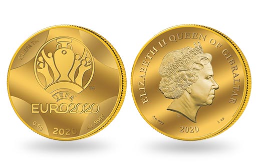 золотая монета UEFA EURO-2020 по эмитенту Гибралтар