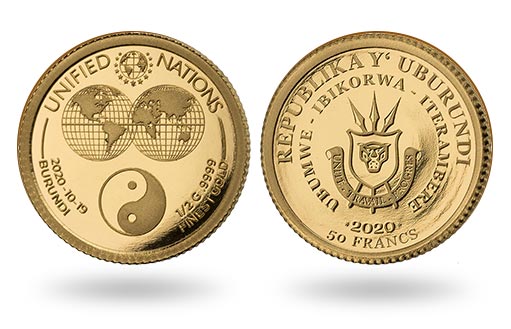 Республика Бурунди посвятили золотые памятные монеты Объединенным Нациям