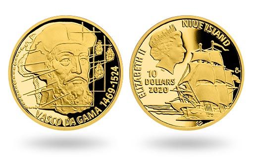 золотые монеты Ниуэ в память о Васко да Гама