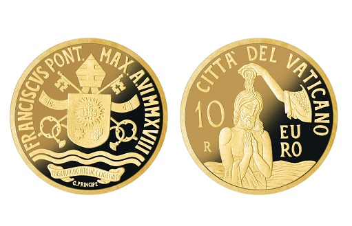 монета 10 евро золото Крещение