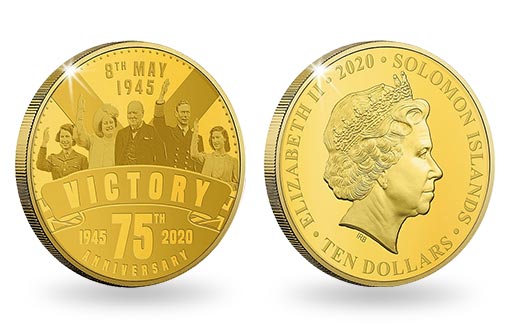 золотые монеты островов Соломона в честь празднования дня победы