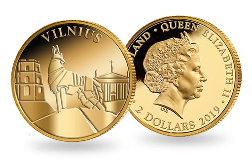 Вильнюс на памятной золотой монете Ниуэ