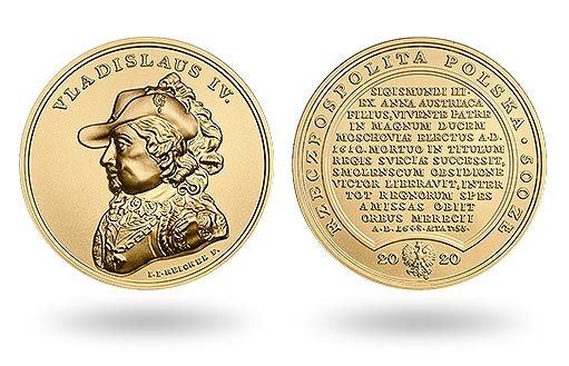 портрет Владислава IV на золотых монетах Польши