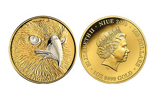 Золотая монета «Клинохвостый орёл» из серии «Дикая природа»