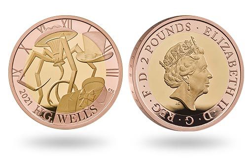 Герберта Уэллса чевствуют золотые монеты Великобритании