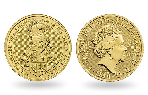геральдический конь Ганновера на золотых монетах Британии