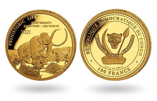 От имени Конго отчеканена золотая монета с шерстистым мамонтом