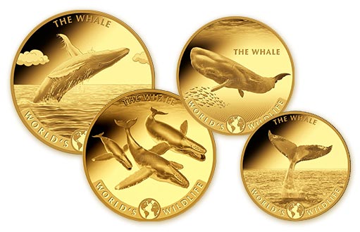 набор золотых монет Конго посвящен китообразным