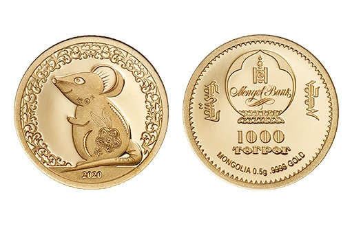 Золотая монета, посвященная Крысе — знаку восточного календаря, под которым пройдет предстоящий 2020 год