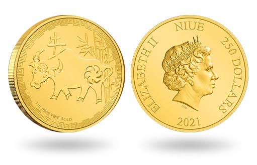 золотые монеты Ниуэ в честь Года Быка