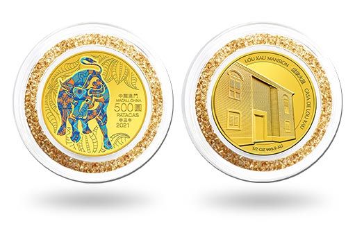 золотые монеты Макао украшает символ 2021 года