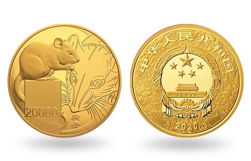 круглые золотые монеты Китая в честь Годы Мыши