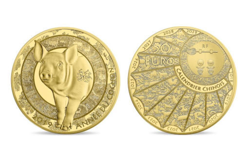 французская золотая монета «Год свиньи»