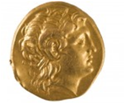 Древнегреческая золотая монета Александра Македонского