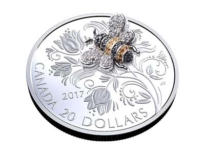 Канадская серебряная монета Пчела