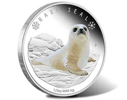 монета Гренландский тюлень из серебра