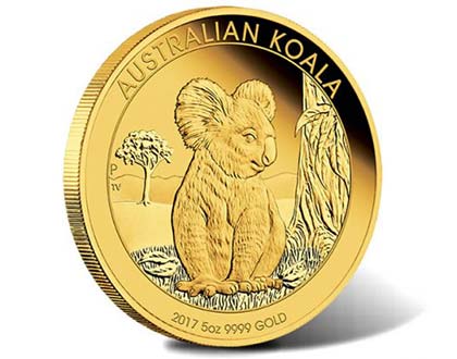 монета Коала 2017 из 5 oz золота proof