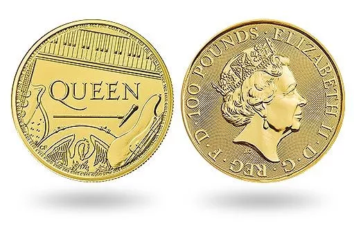 золотые монеты Британии прославляют группу «Queen»