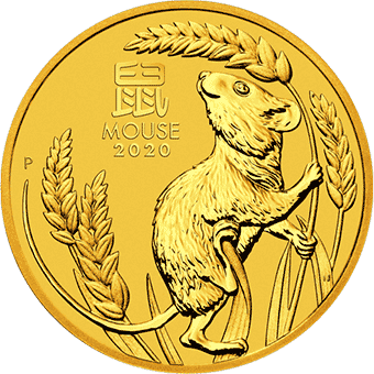Год Крысы (Мыши) 2020: золотая монета $25 Австралии Лунар III / золото 1/4 oz - 1
