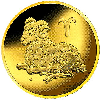 Овен. Знаки Зодиака: золотая монета 50 рублей СПМД 2004 - 1