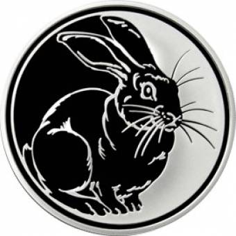 Кролик. Лунный календарь: серебряная монета 3 рубля / серебро 31.1 грамма, ММД 2010 год - 1