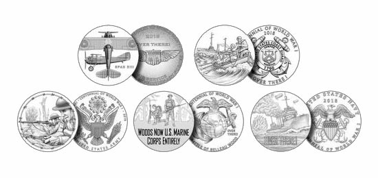 Серебряные монеты к Столетию Первой Мировой Войны США