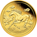 Год Лошади 2014: золотая монета $100 Австралии Лунар II / золото 1 oz