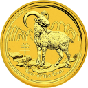 Год Козы 2015: золотая монета $100 Австралии Лунар II / золото 1 oz