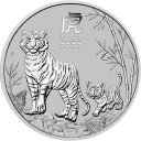 Год Тигра 2022: серебряный австралийский Лунар $0.5 / серебро 15.55 гр