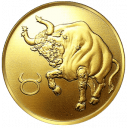 Телец. Знаки Зодиака: золотая монета 50 рублей СПМД 2004